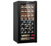 VEVOR Cave à Vin 32 Bouteilles, Réfrigérateur à Vin à Double Zone et à Double Température, Frigo Vin avec Commande Numérique, Porte en Verre Trempé avec Protection UV, Stockage de Vin Rouge et Blanc