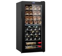 VEVOR Cave à Vin 32 Bouteilles, Réfrigérateur à Vin à Double Zone et à Double Température, Frigo Vin avec Commande Numérique, Porte en Verre Trempé avec Protection UV, Stockage de Vin Rouge et Blanc
