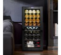 VEVOR Cave à Vin 32 Bouteilles, Réfrigérateur à Vin à Double Zone et à Double Température, Frigo Vin avec Commande Numérique, Porte en Verre Trempé avec Protection UV, Stockage de Vin Rouge et Blanc