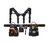 VEVOR Ceinture Porte Outil Bretelles 19 Poches Ceinture à Outils Tour de Taille Ajustable 80-131 cm Sacoche Charpentier Sac à Outils Amovible pour Électricien Construction Homme Chantier Bricolage