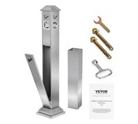 VEVOR Cendrier Urbain Carré en Inox, Poubelle à Mégots de Cigarettes sur Pied, Dispositif de Collecte des Mégots avec 4 Ouvertures Élimination et Couvercle Supérieur, pour Jardin Restaurant Hôtel Bar