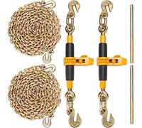 VEVOR Chaîne d'Arrimage à Tendeur Lot de 2 Classeur à Chaîne G80 à Cliquet 0,8-0,9 cm Capacité de Charge 3220 kg Poignée Antidérapante pour Sécuriser les Charges, Transport, Remorque Camion à Plateau