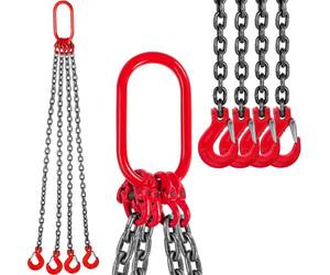 VEVOR Chaîne de Levage de Poids à 4 Pieds élingue en Acier Allié 2 m Diamètre Chaîne 8 mm Capacité Charge 4 T élingue de Chariot élévateur Chaîne, Exploitation Minière des Ports de Construction G80