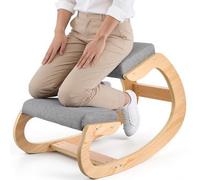 VEVOR Chaise à Genoux Ergonomique, Siège Assis Genoux avec Coussins en Mousse Épaisse et Cadre en Bois Massif, pour Maison, Bureau, Méditation et Yoga, Soulage Les Tensions du Cou et du Dos, Grise