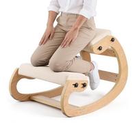 VEVOR Chaise à Genoux Ergonomique, Siège Assis Genoux Coussins en Mousse Épaisse, Réglables à 3 Niveaux, Cadre en Bois Massif, pour Maison Bureau Méditation, Soulage Tensions du Cou et du Dos, Beige