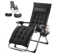 VEVOR Chaise à gravité zéro, chaise longue à gravité 26 pouces pour l'intérieur et l'extérieur, chaise réglable anti-gravité avec coussin, appui-tête, repose-pieds et porte-boisson, 500 lbs, noir