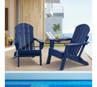 VEVOR Lot de 2 Chaise Adirondack Plastique Jardin Toutes Saisons Bleu Marine