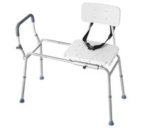 VEVOR Chaise de Baignoire Coulissante, Siège de Transfert pour Baignoire, Capacité 180 kg, Accoudoir et Dossier, pour Adultes, Personnes Âgées et Handicapés, Hauteur Réglable, Mode Chaise Percée