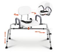 VEVOR Chaise de Baignoire Coulissante, Siège de Transfert pour Baignoire Pivotant, Capacité 180 kg, Accoudoirs et Dossier, pour Adultes, Personnes Âgées et Handicapés, Hauteur et Largeur Réglables