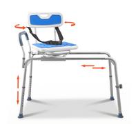 VEVOR Chaise de Baignoire Coulissante, Siège de Transfert pour Baignoire Pivotant, Capacité 180 kg, Hauteur Réglable, pour Adultes, Seniors et Personnes à Mobilité Réduite, Accoudoir et Dossier