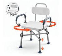VEVOR Chaise de Baignoire Pivotante, Banc de Transfert Baignoire avec Accoudoirs Relevables et Dossier, Capacité 227 kg, Siège de Douche pour Adultes, Personnes Âgées et Handicapés, Hauteur Réglable