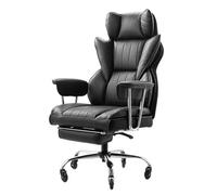 VEVOR Chaise de bureau ergonomique avec repose-pieds, coussin lombaire, accoudoirs amovibles, cuir PU