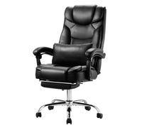 VEVOR Chaise de Bureau à Dossier Haut avec Repose-pieds et Coussin Lombaire Noir