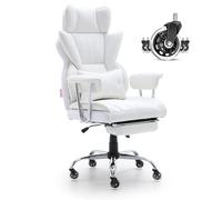 VEVOR Chaise de Bureau en Cuir PU Fauteuil de Direction Ergonomique avec Soutien Lombaire Réglable et Repose-Pieds Siège de Bureau Charge Maximale 159 kg Dossier Inclinable pour Gamer Bureau Maison