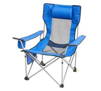 VEVOR Chaise de Camping Inclinable Portable, Capacité de Charge 150 kg, 4 Positions avec Repose-pieds, Porte-gobelet, Poche Latérale, Appui-tête, pour Maison, Camping, Pêche, Activités Plein Air, Bleu