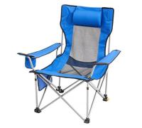 VEVOR Chaise de Camping Inclinable Portable, Capacité de Charge 150 kg, 4 Positions avec Repose-pieds, Porte-gobelet, Poche Latérale, Appui-tête, pour Maison, Camping, Pêche, Activités Plein Air, Bleu