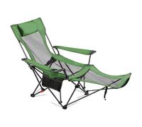 VEVOR Chaise de Camping Pliante, 4 Positions Réglables, Chaise Longue Inclinable Portable pour Adultes, avec Repose-Pieds, Appui-tête, Tissu Maille, Capacité Charge 100 kg, pour Plage, Terrasse, Vert