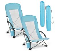 VEVOR Chaise de Camping Pliante et Portable 2PCs, Fauteuil Pliable Camping à Dossier Haut, pour Pique-nique Randonnée Pêche en Plein Air, Charge 150 kg, avec Porte-gobelet et Sac de transport, Bleu
