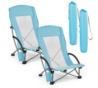 VEVOR Chaise de Camping Pliante et Portable 2PCs, Fauteuil Pliable Camping à Dossier Haut, pour Pique-Nique Randonnée Pêche en Plein Air, Charge 150 kg, avec Porte-gobelet et Sac de Transport, Bleu