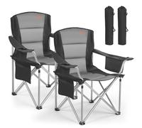 VEVOR Chaise de Camping Pliante et Portable 2PCs, Fauteuil Pliable Camping Charge 204 kg, pour Pique-Nique Randonnée Pêche en Plein Air, avec Dossier et Accoudoirs Rembourrés et Porte-gobelet