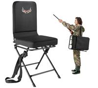 VEVOR Chaise de Chasse Pivotante à 360°, Siège de Chasse Pliable, Portable et Silencieux, Cadre en Acier Robuste avec Bandoulière Réglable, Capacité de Charge de 136 kg, pour Pêche et Camping