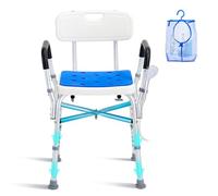 VEVOR Chaise de douche antidérapante, 181,4 kg, siège de douche avec accoudoirs et dossier rembourrés, fauteuil de bain à hauteur réglable 42-52 cm, pour personnes âgées, femme enceinte, salle de bain