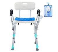 VEVOR Chaise de douche antidérapante, 181,4 kg, siège de douche avec dossier, fauteuil de bain hauteur réglable pour baignoire de douche intérieure, pour personnes âgées, femme enceinte, salle de bain