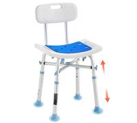 VEVOR Chaise de Douche avec Dossier Siège de Salle de Bain Capacité 227 kg, Tabouret de Baignoire Hauteur Réglable sur 3 Niveaux avec Pieds Antidérapants, pour Personnes Âgées, Handicapées et Blessées