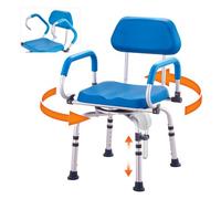 VEVOR Chaise de Douche Pivotante à 360°, Siège de Douche Réglable avec Bras Pivotants, Siège de Baignoire Rotatif Antidérapant, Capacité de Charge 135 kg, pour Personnes Âgées Handicapées Blessées