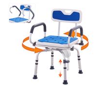 VEVOR Chaise de Douche Pivotante à 360°, Siège de Douche Réglable avec Bras Pivotants, Siège de Baignoire Rotatif Antidérapant, Charge 180 kg, pour Personnes Âgées, Handicapées et Blessées, Bain