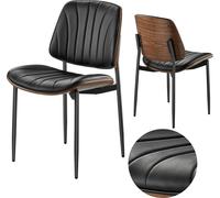 VEVOR Chaise de salle à manger rétro (2 pièces) élégante chaise d'appoint rembourrée en cuir (supporte une charge de 158,76 kg) pour les tables de salle à manger, chaise de table de cuisine peu encomb