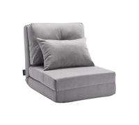 VEVOR Chaise de Sol Pliante, Fauteuil de Sol à 5 Positions réglables, canapé-lit rembourré Pliable avec Dossier réglable, Cadre en métal et Oreiller, Fauteuil Convertible pour Salon, Chambre, Gris