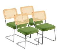 VEVOR Chaise en rotin, Lot de 4, Chaise de Salle à Manger Moderne du Milieu du siècle, Chaise d'appoint rembourrée en Velours avec Dossier en rotin, Chaise rétro pour Salon, Chambre, Bureau, Vert