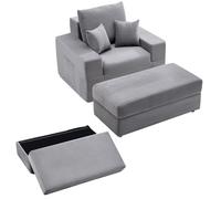 VEVOR Chaise longue 1115 mm, chaise longue d'intérieur modulaire sans os, fauteuil de lecture surdimensionné en velours côtelé avec coussins et accoudoirs, canapé-lit profond pour salon, chambre, gris