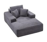 VEVOR Chaise longue 1380 mm de large, chaise longue d'intérieur surdimensionnée sans os, fauteuil de lecture moderne rembourré avec coussins et accoudoirs, canapé-lit profond pour salon, chambre, gris