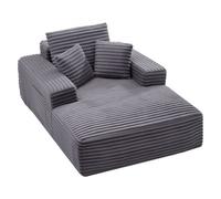 VEVOR Chaise longue 1380 mm de large, chaise longue d'intérieur surdimensionnée sans os, fauteuil de lecture moderne rembourré avec coussins et accoudoirs, canapé-lit profond pour salon, chambre, gris