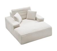 VEVOR Chaise longue, 1380 mm large, chaise longue d'intérieur surdimensionnée sans os, fauteuil de lecture moderne rembourré avec coussins et accoudoirs, canapé-lit profond pour salon, chambre, beige