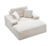 VEVOR Chaise longue, 1380 mm large, chaise longue d'intérieur surdimensionnée sans os, fauteuil de lecture moderne rembourré avec coussins et accoudoirs, canapé-lit profond pour salon, chambre, beige