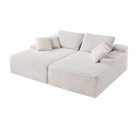 VEVOR Chaise Longue Canapé Modulable 2 Places en Velours Côtelé de 210 cm Beige