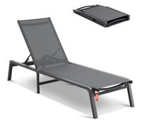 Chaises Longues D'extérieur-Vevor-Aluminium-Réglables Sur 5 Positions-Pliables Pour Un Rangement Facile- Gris Foncé Multicolore
