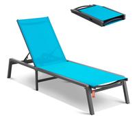 VEVOR Chaise longue jardin extérieur transat pour patio réglable à 5 positions