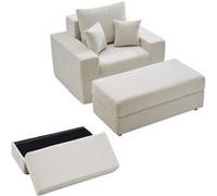 VEVOR Chaise Longue Modulaire Avec Rangement 111,5cm Pour Salon Chambre à Coucher Beige