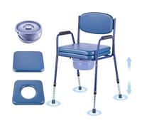 VEVOR Chaise Percée avec Grande Capacité de Charge 181 kg, Siège de Toilette Surélevé avec Dossier Rembourré, Chaise de Nuit avec Seau Amovible de 5 L et Hauteur Réglable, pour Personnes Âgées