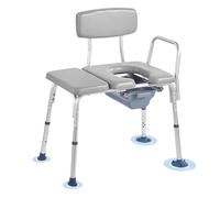 VEVOR Chaise Percée avec Grande Capacité de Charge 227 kg, Siège de Toilette Surélevé Portable, Chaise de Nuit avec Dossier Rembourré, Seau Amovible de 5 L, Hauteur Réglable, pour Personnes Âgées