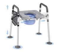 VEVOR Chaise Percée avec Grande Capacité de Charge de 227 kg, Siège de Toilette Surélevé Portable, Chaise de Nuit avec Seau Amovible de 5 L, Hauteur et Largeur Réglables, pour Personnes Âgées