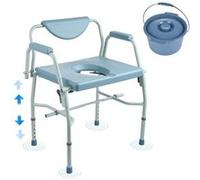 VEVOR Chaise percée, accoudoirs rabattables, siège réglable 5 niveaux, seau 7 L, 453,6 kg