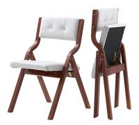 VEVOR Chaise pliante en bois avec coussin, lot de 2, chaise de salle à manger portable rembourrée moderne avec coussin d'assise pliable, pour cuisine, bureau, mariage, fête, montage facile, blanc