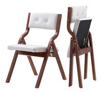 VEVOR Chaise Pliante en Bois avec Coussin, Lot de 2, Chaise de Salle à Manger Portable rembourrée Moderne avec Coussin d'assise Pliable, pour Cuisine, Bureau, Mariage, fête, Montage Facile, Blanc