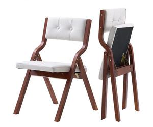 VEVOR Chaise pliante en bois avec coussin, lot de 2, chaise de salle à manger portable rembourrée moderne avec coussin d'assise pliable, pour cuisine, bureau, mariage, fête, montage facile, blanc