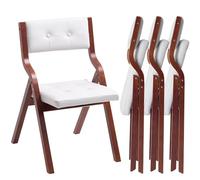 VEVOR Chaise Pliante en Bois avec Coussin, Lot de 4, Chaise de Salle à Manger Portable rembourrée Moderne avec Coussin d'assise Pliable, pour Cuisine, Bureau, Mariage, fête, Montage Facile, Blanc